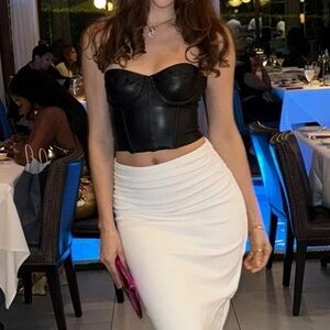 SKIMS Black Faux Leather Corset NEW XL